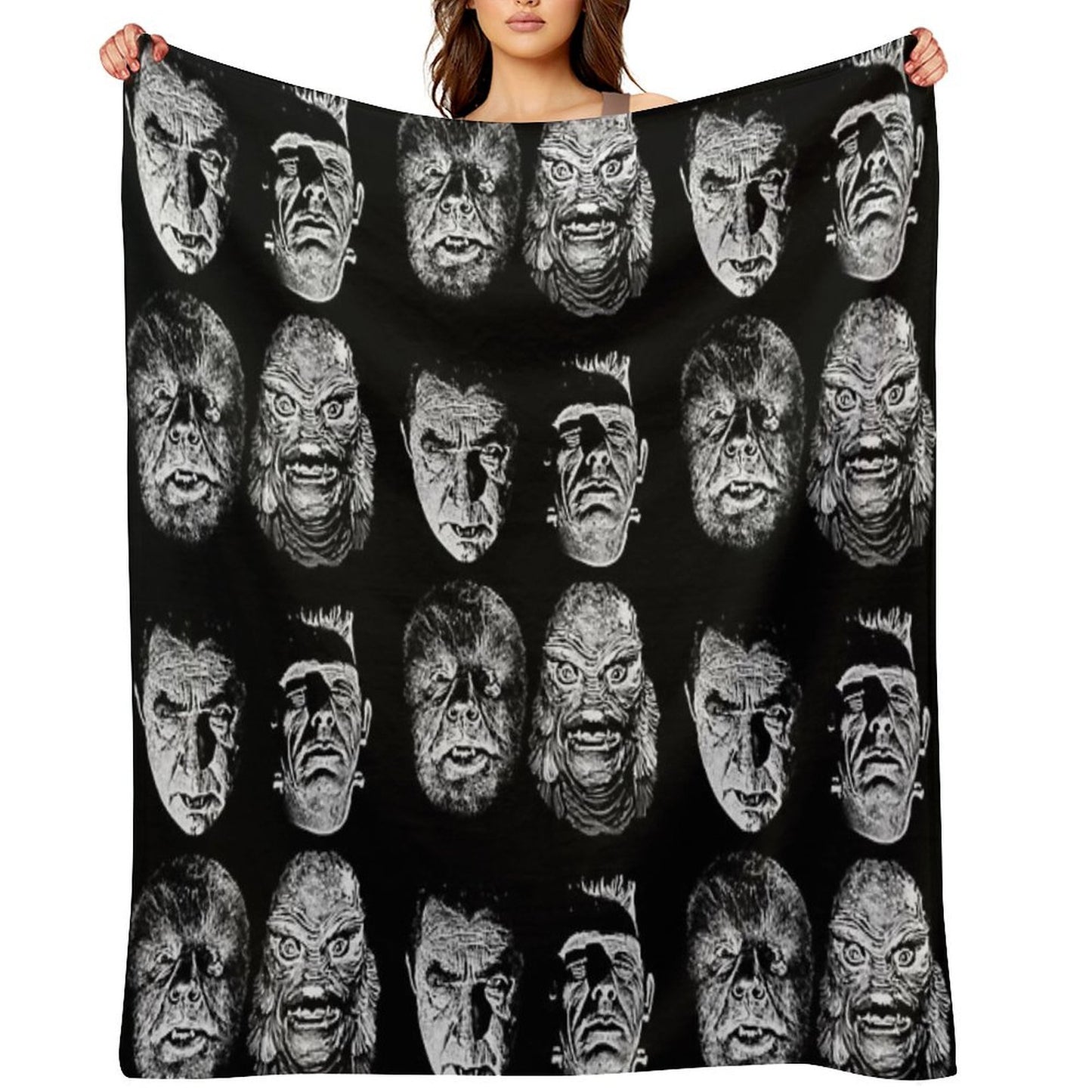 Universal Studios, Monsters, Monster Mash, Dracula, Wolfman, Frankenstein, Creature Throw Blanket