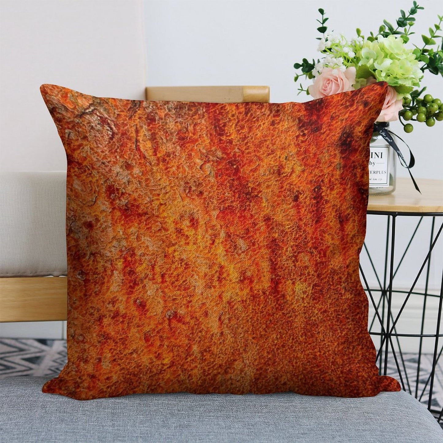 Burnt Orange Linen Throw Pillow Cover