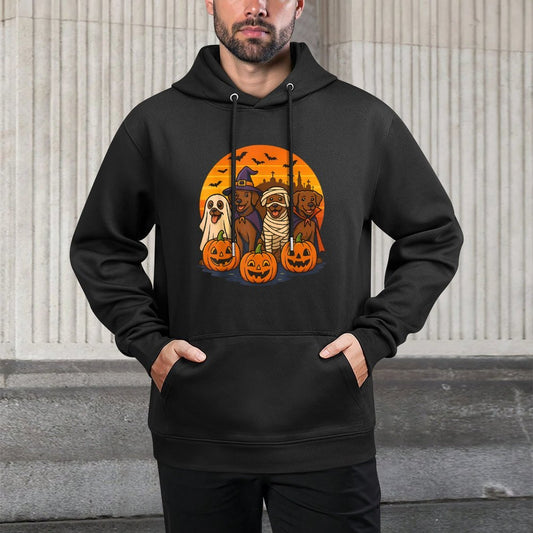 Halloween Brown Labrador Ghost Spooky Chocolate Lab Dog Mama Colorfast Hoodie