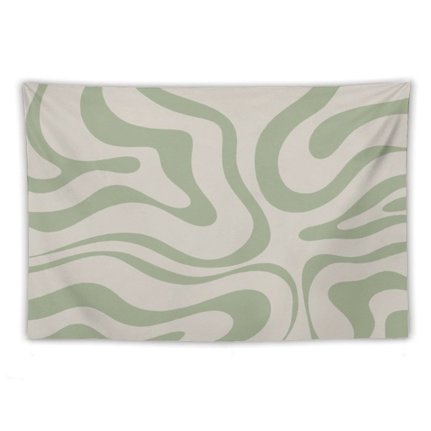 Liquid Swirl Abstract Pattern in Beige And Sage Green Tapestry