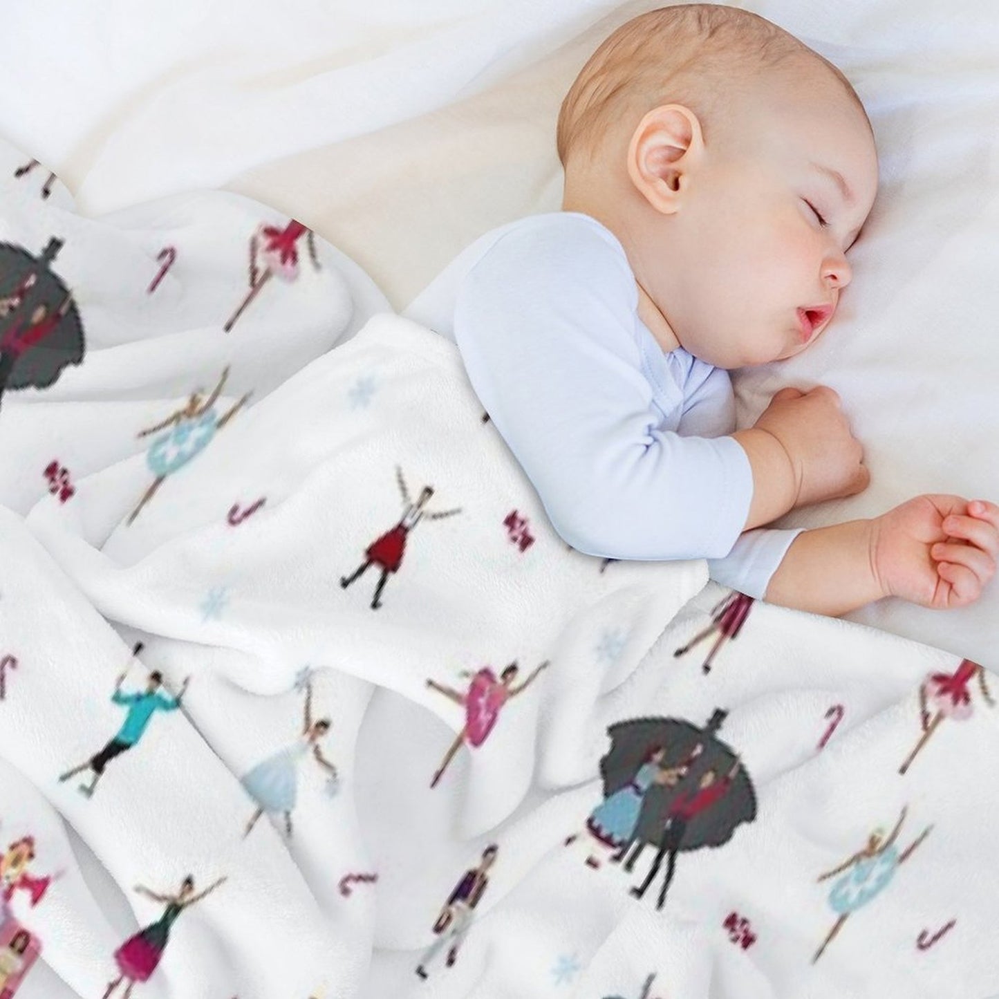 Nutcracker Ensemble - White Throw Blanket