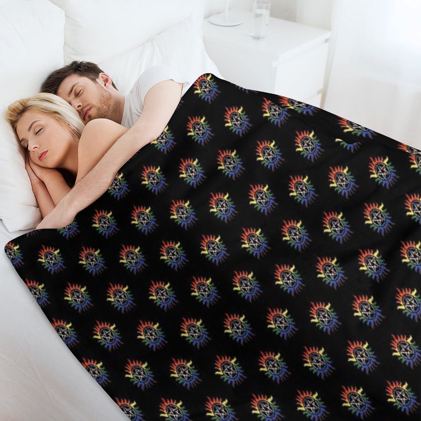 Supernatural Rainbow Pentacle Throw Blanket