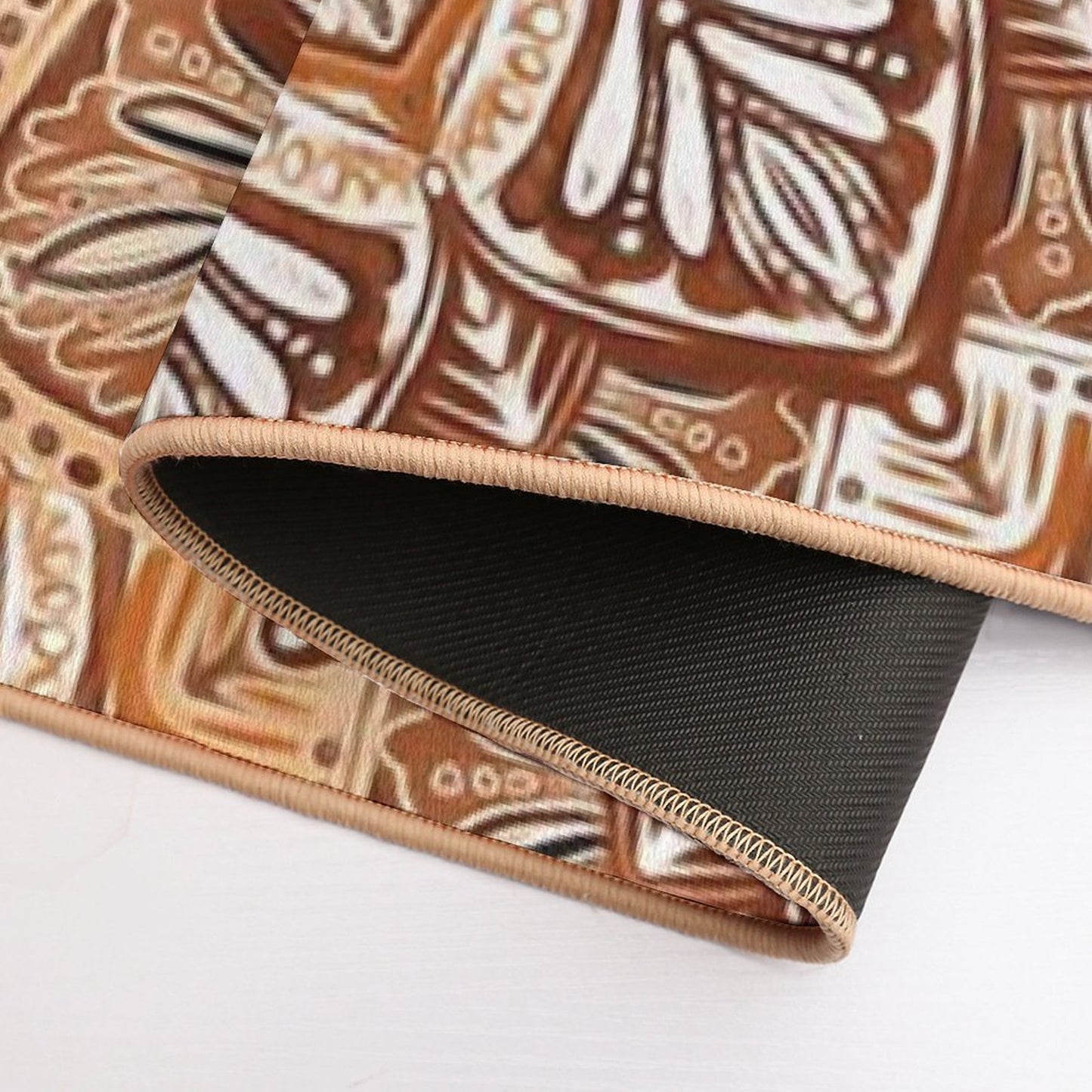 Boho Mandala in Monochrome Brown And Cream Bath Mat