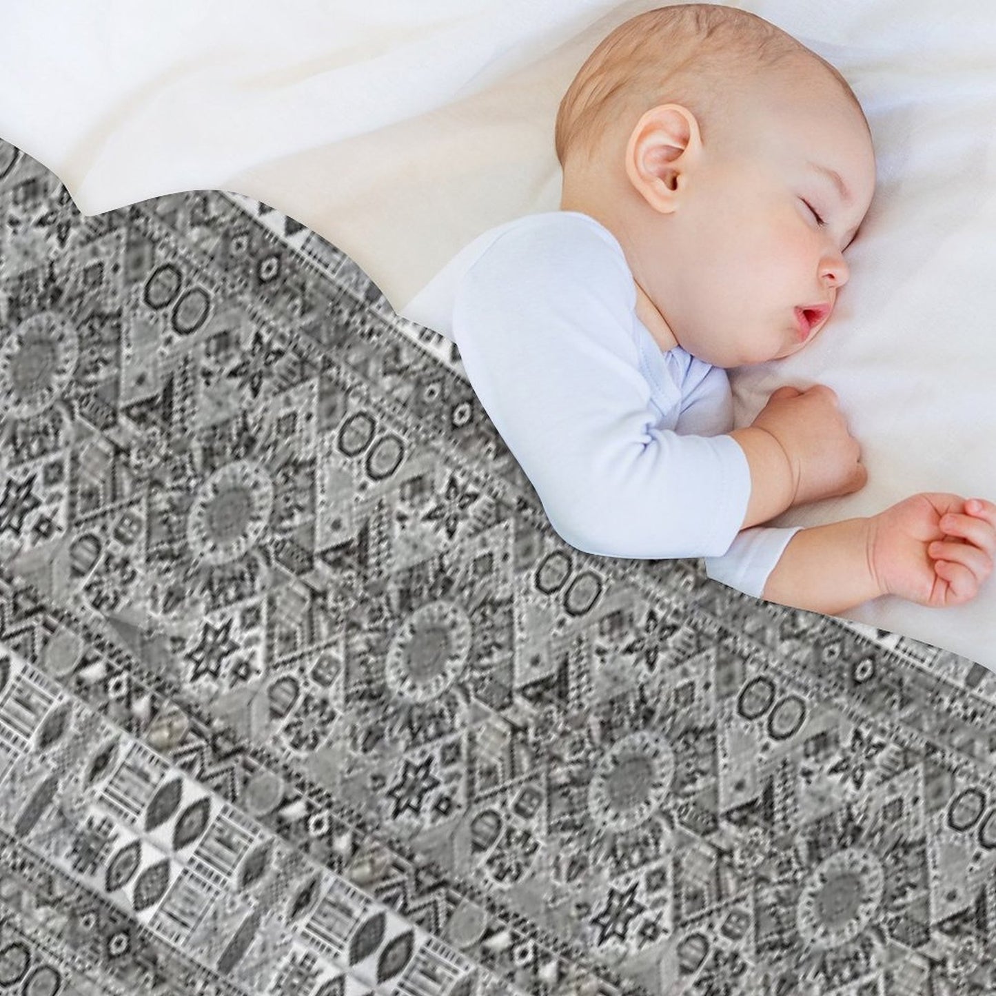 Geometric Tribal Pattern Detailed Monochromatic Art Throw Blanket