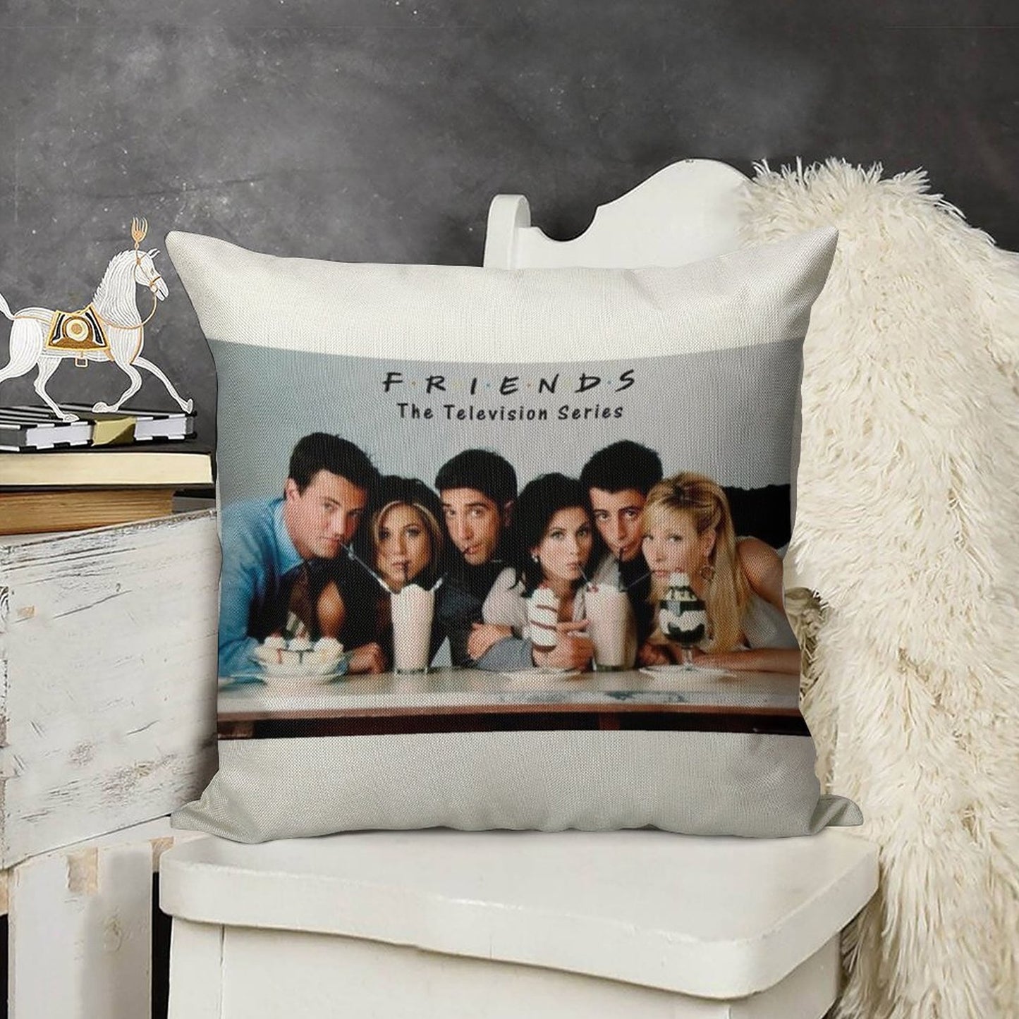 Friends Milkshake Linen Throw Pillow Cover