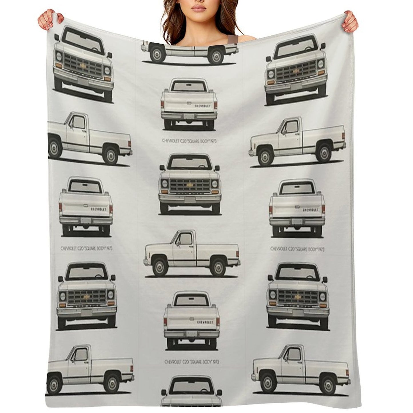 1973 C20 Square Body – Classic Chevy Pickup Triple-View Throw Blanket