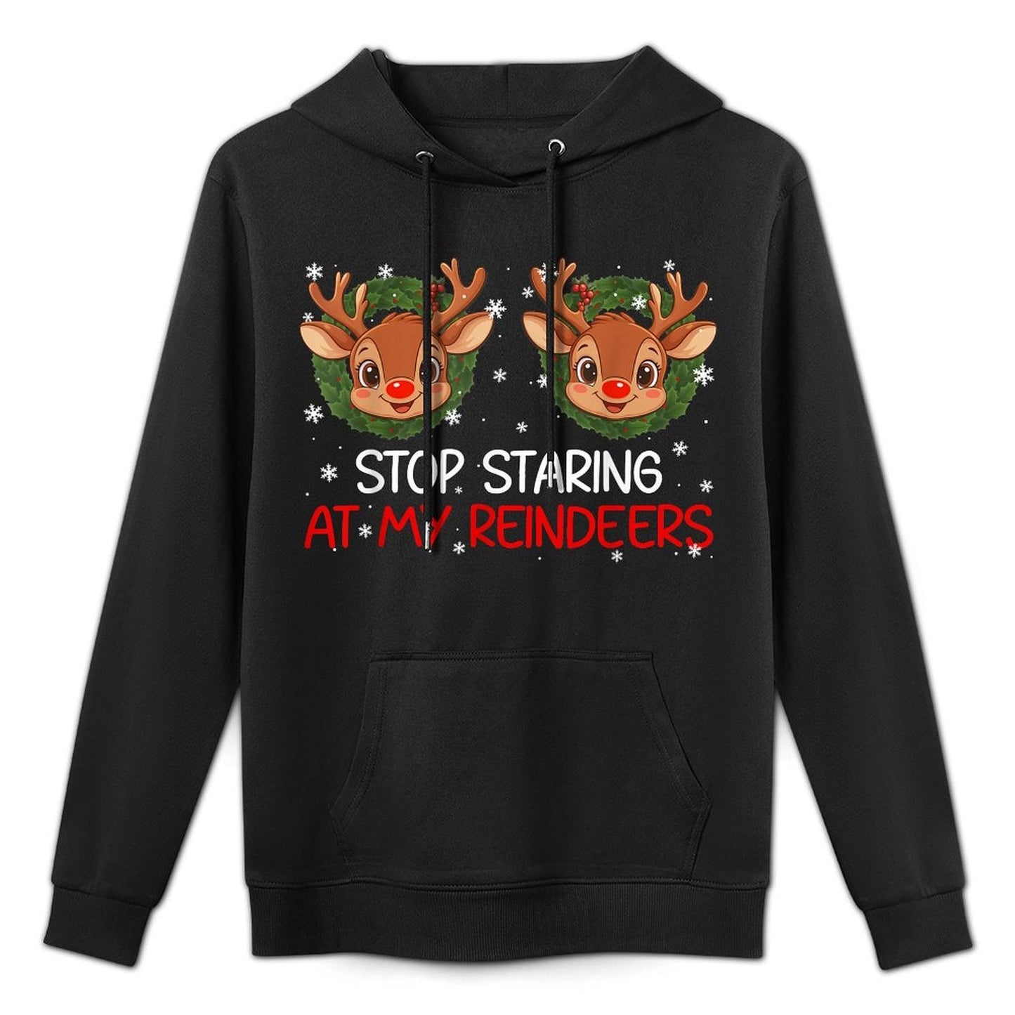 Stop Staring at My Reindeer Cute Christmas Xmas Women Customizable Surface Hoodie