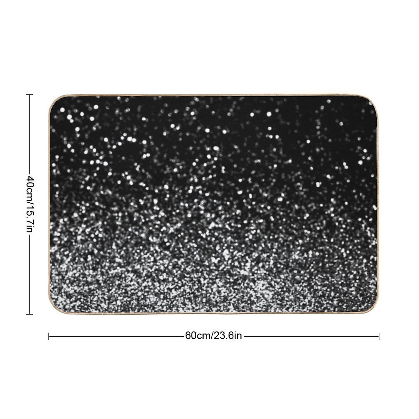 Silver And Black Glitter Bath Mat