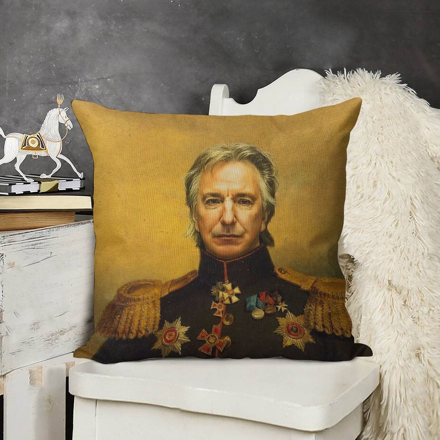 Alan Rickman - Replaceface Linen Throw Pillow Cover