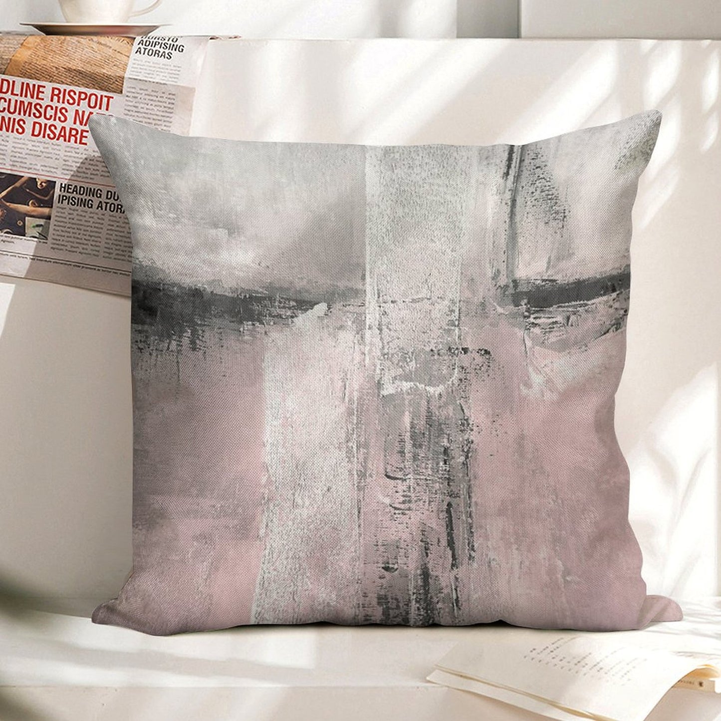Blush Linen Throw Pillow Cover