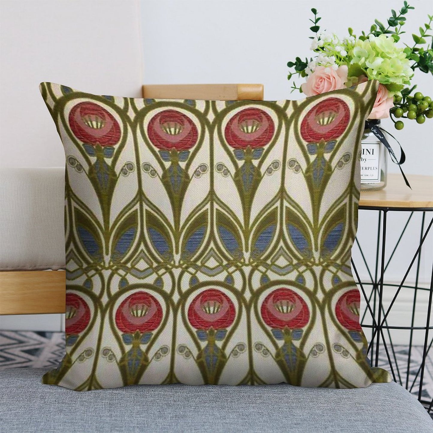 Charles Rennie Mackintosh Design Linen Throw Pillow Cover