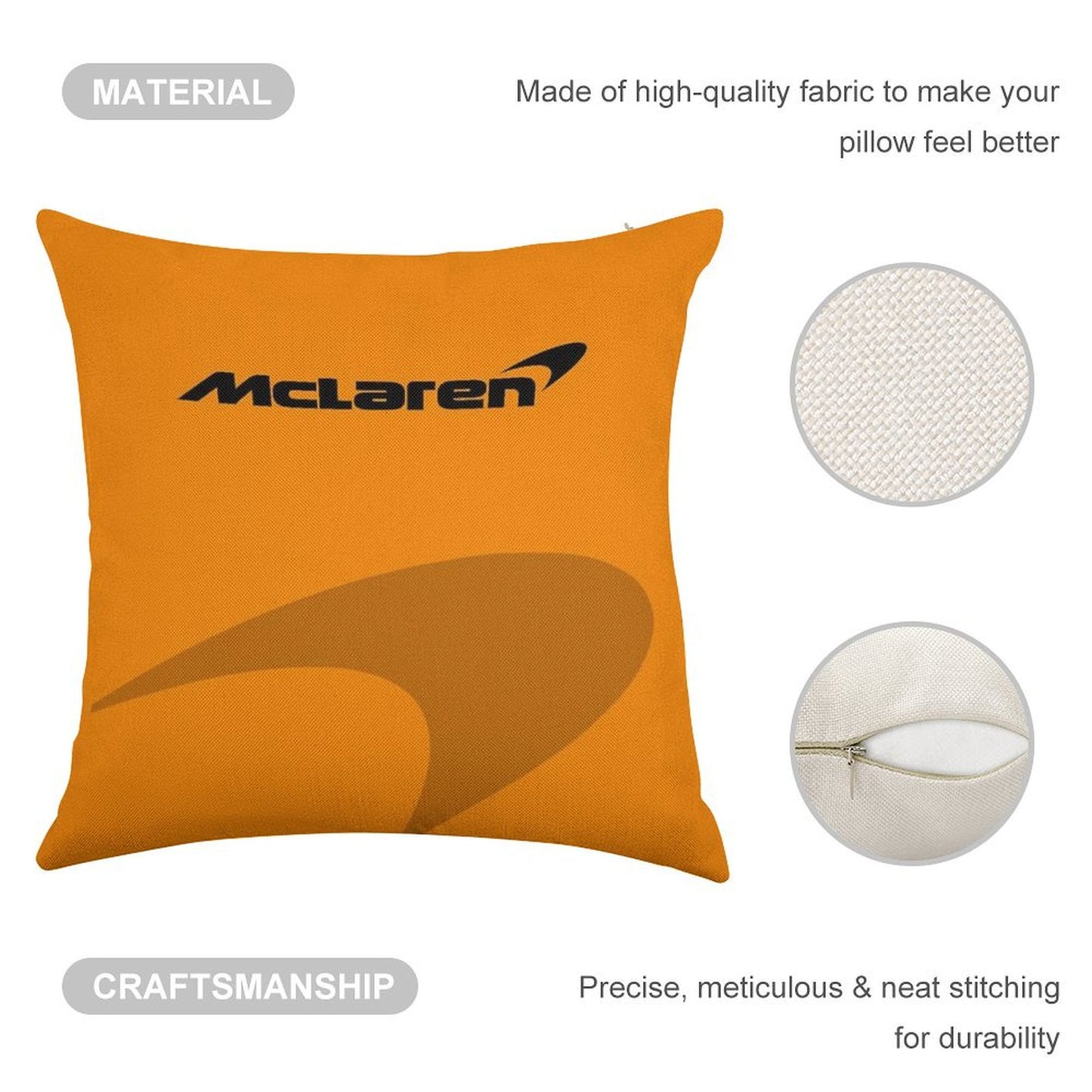 Minimalistic Mclaren Formula 1 Team Inspired Iphone Cover And Samsung Mobile Case Best Gift for F1 Fans Linen Throw Pillow Cover