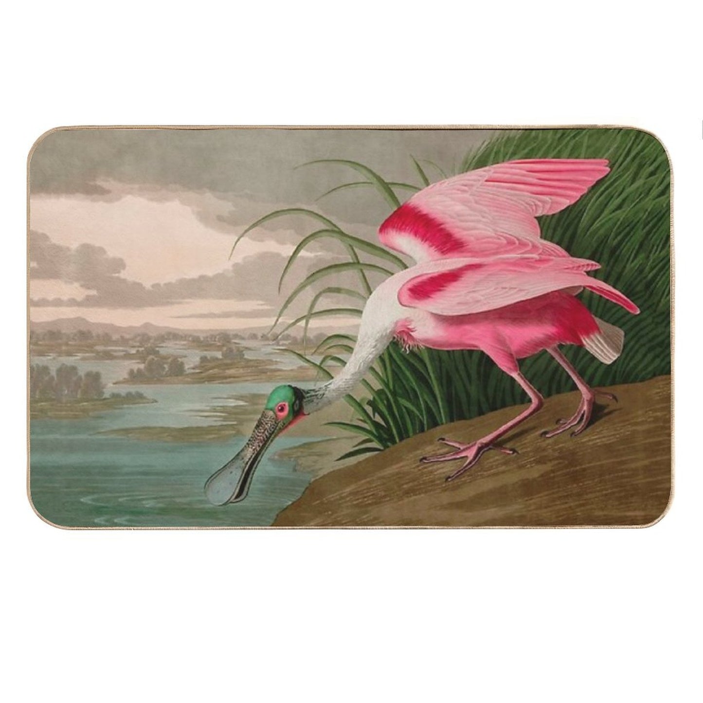 Roseate Spoonbill Birds of America Audubon Illustration Bird Lovers Gift Bath Mat