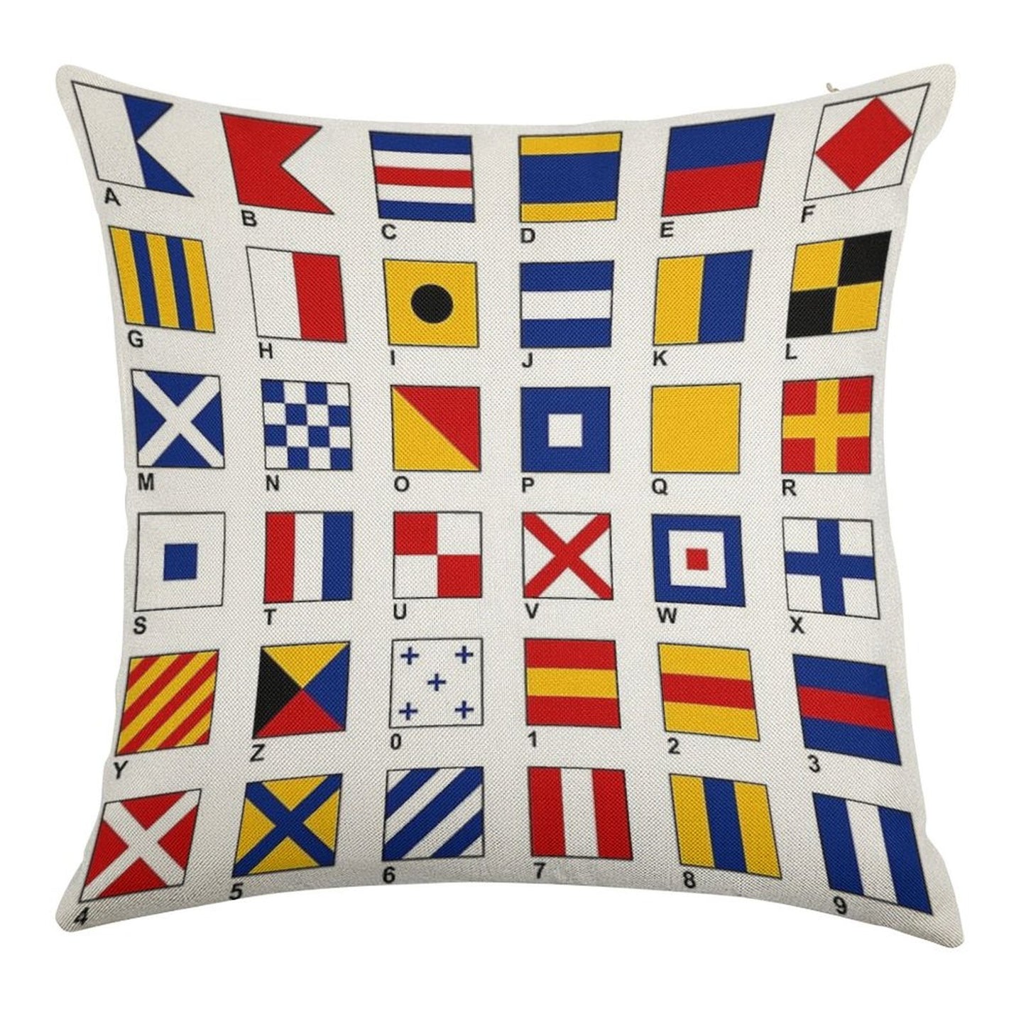 Nautical Flags Linen Throw Pillow Cover