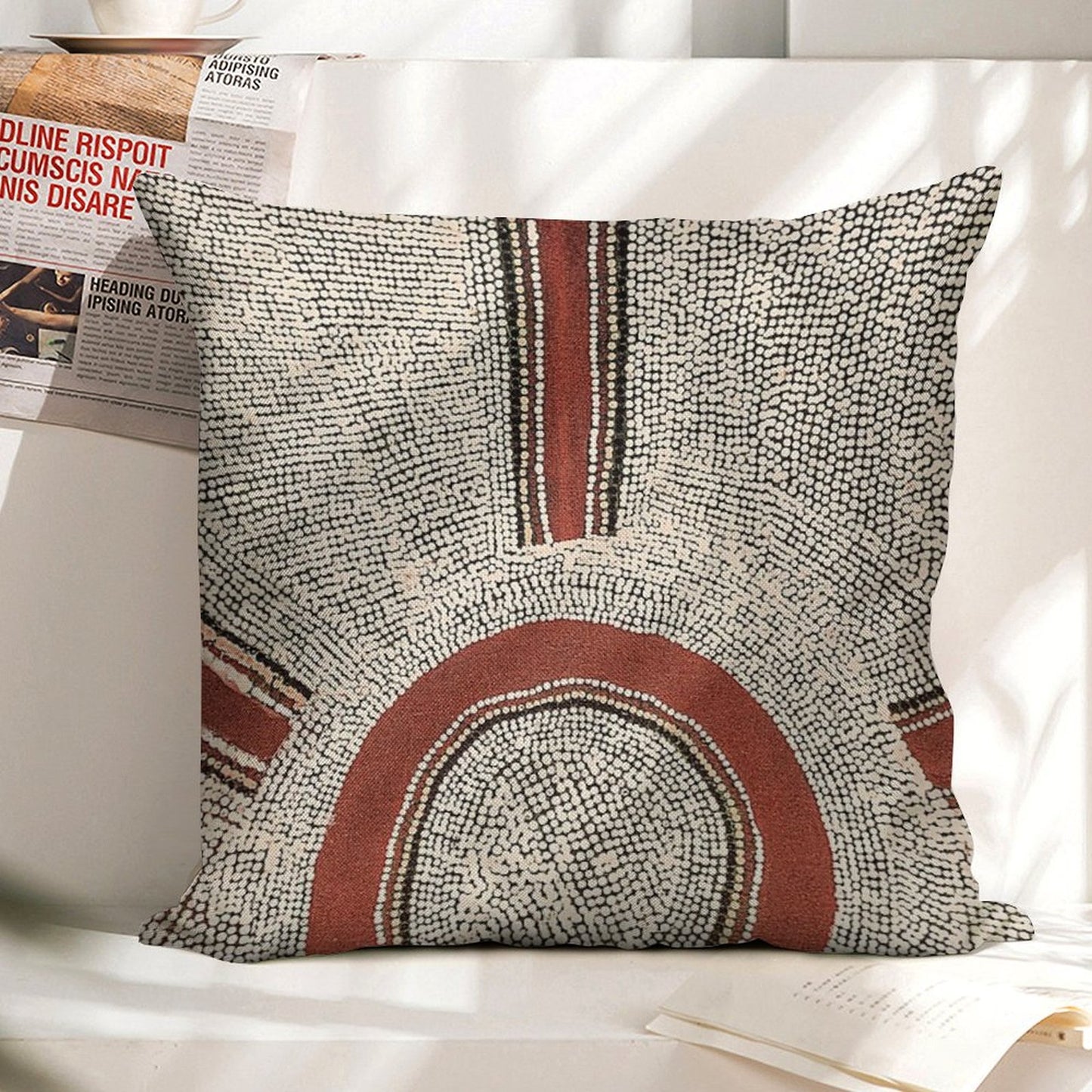 Awesome Aboriginal Dot Art Linen Throw Pillow Cover