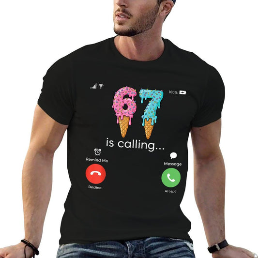 6 7 Meme Kids Six Seven Funny 6 7 Costume Ice Cream Drip Fade-proof Color T-Shirt