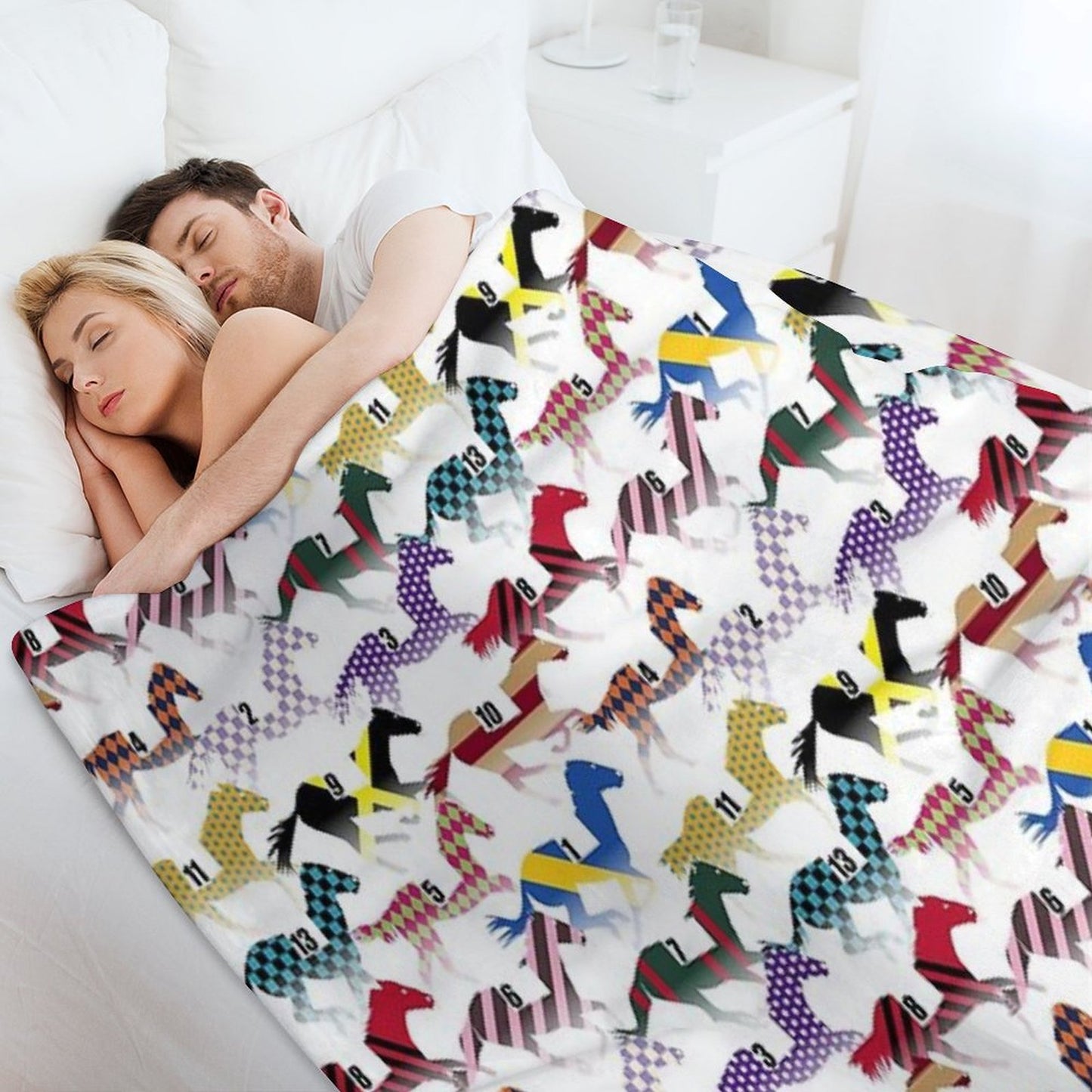 Off to The Horse Races Jockey Silks Pattern Throw Blanket