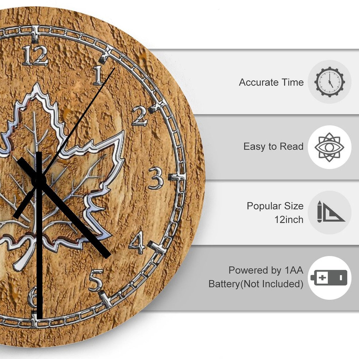 Sugar Maple Leaf in Style Wall Clock