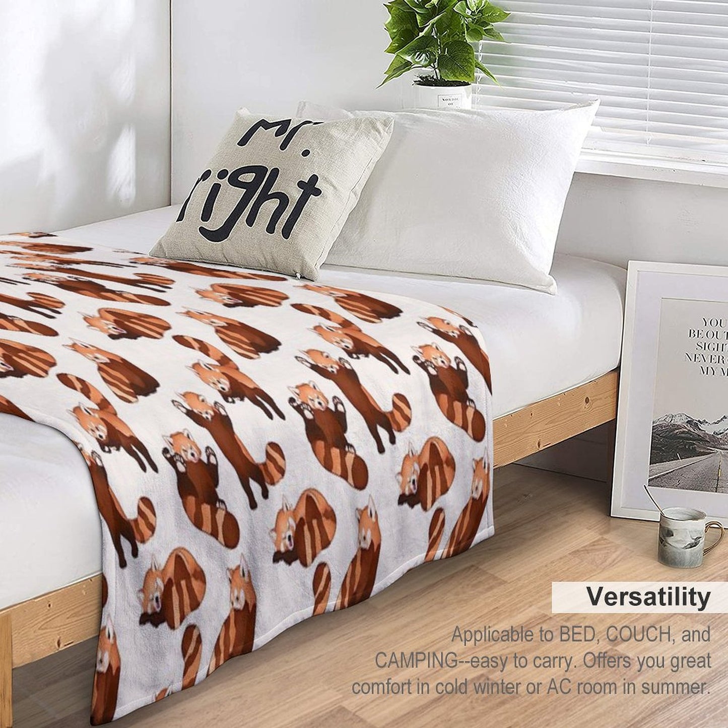 Red Panda Pattern Throw Blanket