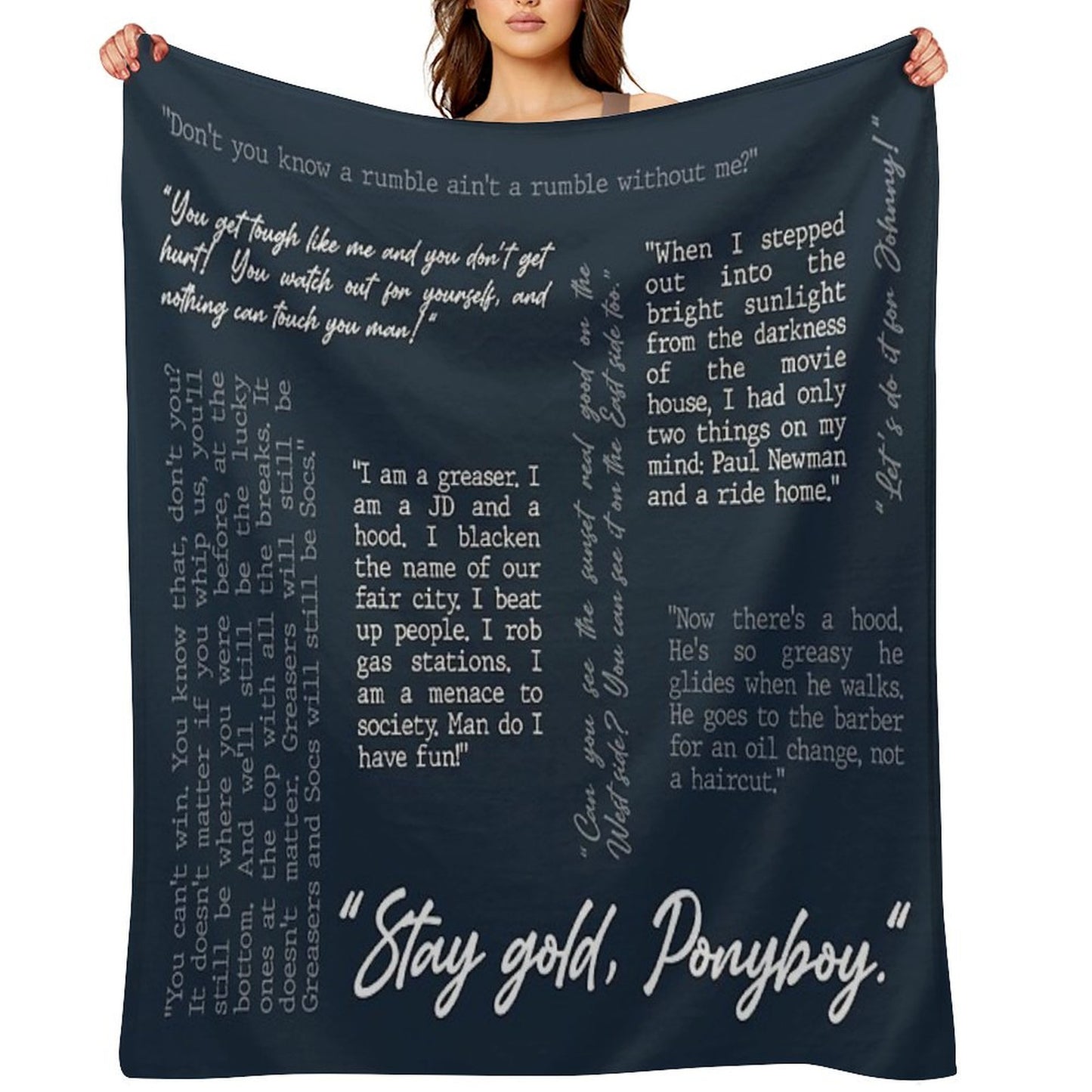 Outsiders Word Cloud - Stay Gold Ponyboy Throw Blanket