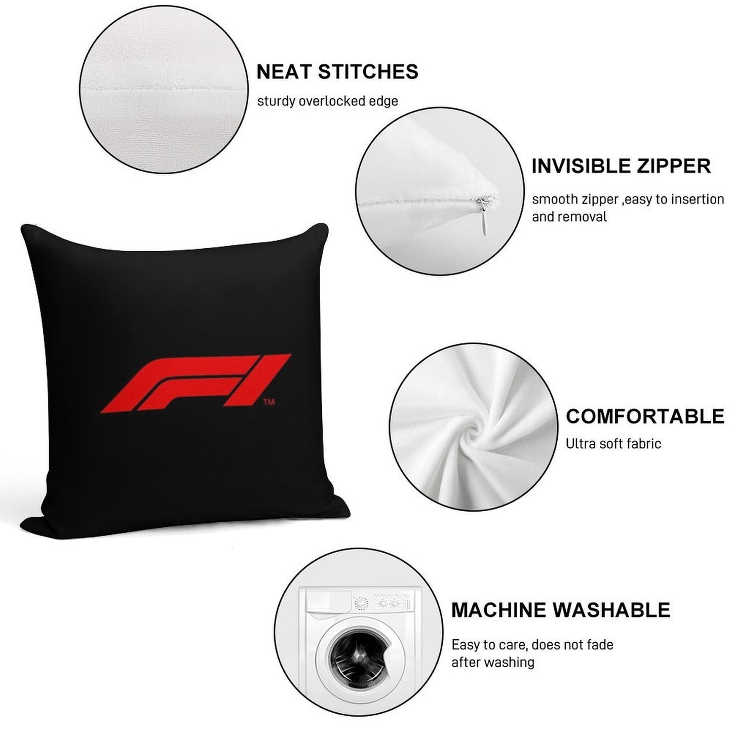 Motorsports Racing Soft Home Decor Throw Pillow
