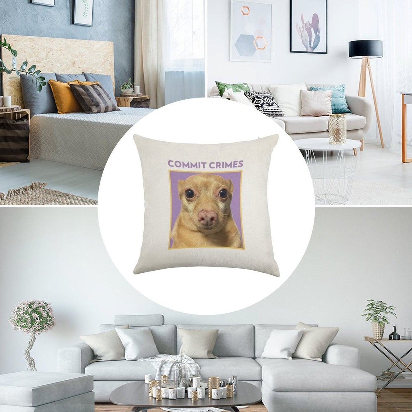 Crime Mouse Linen Throw Pillow Cover