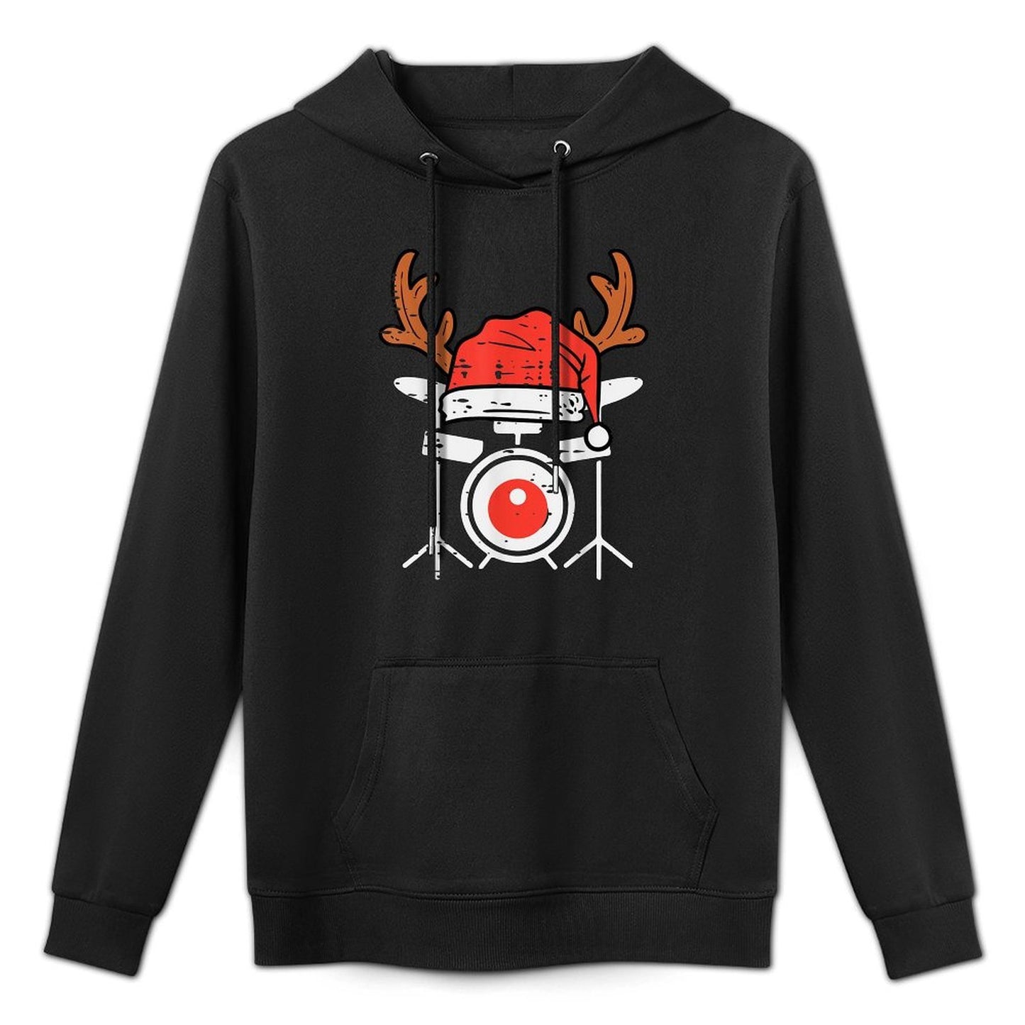 Drums Christmas Music Instrument Band Drummer Rock Xmas Shape Retention Hoodie