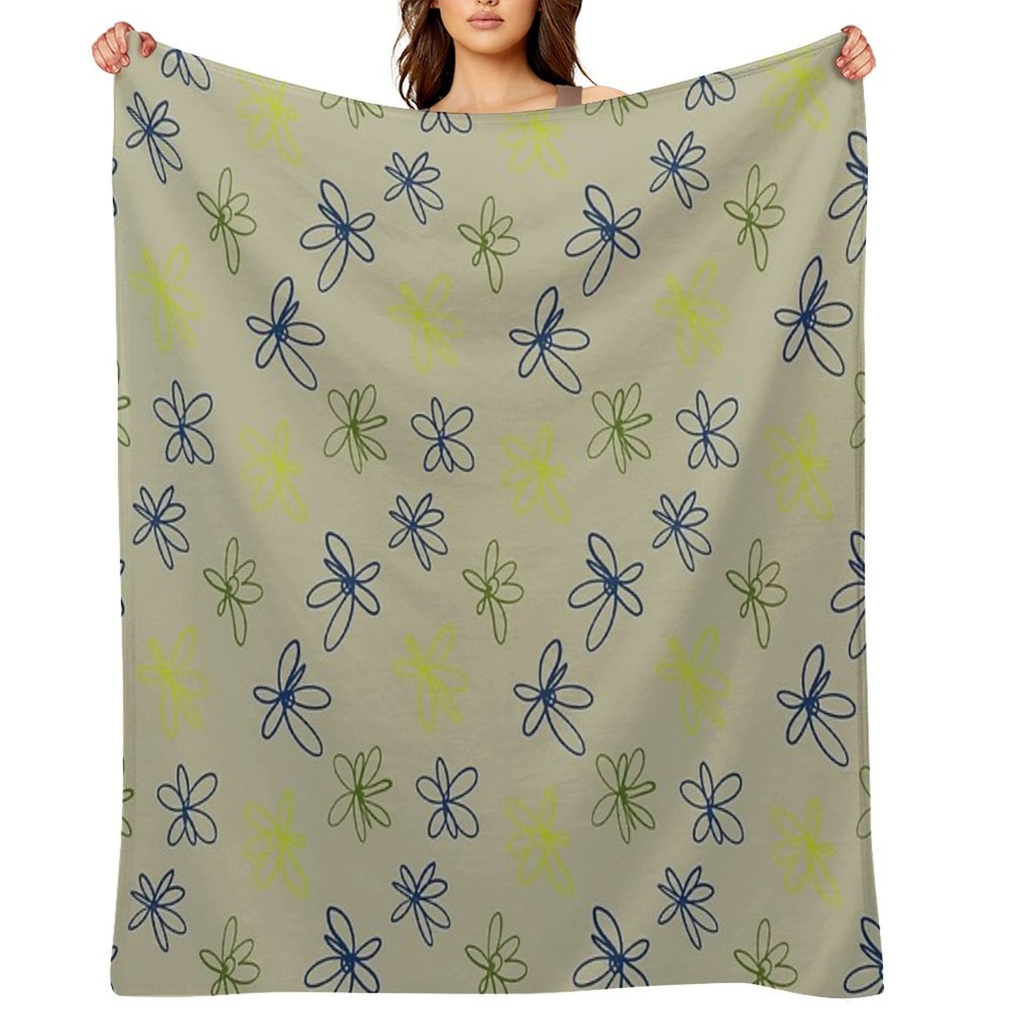 Daisy Whispers - Minimalist Leaf Pattern Throw Blanket