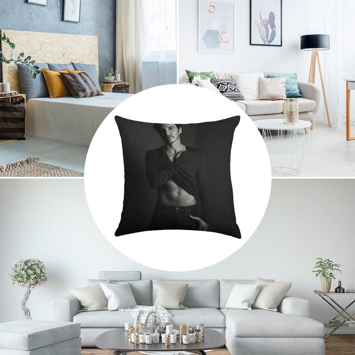 Pedro Pascal - BW I Linen Throw Pillow Cover
