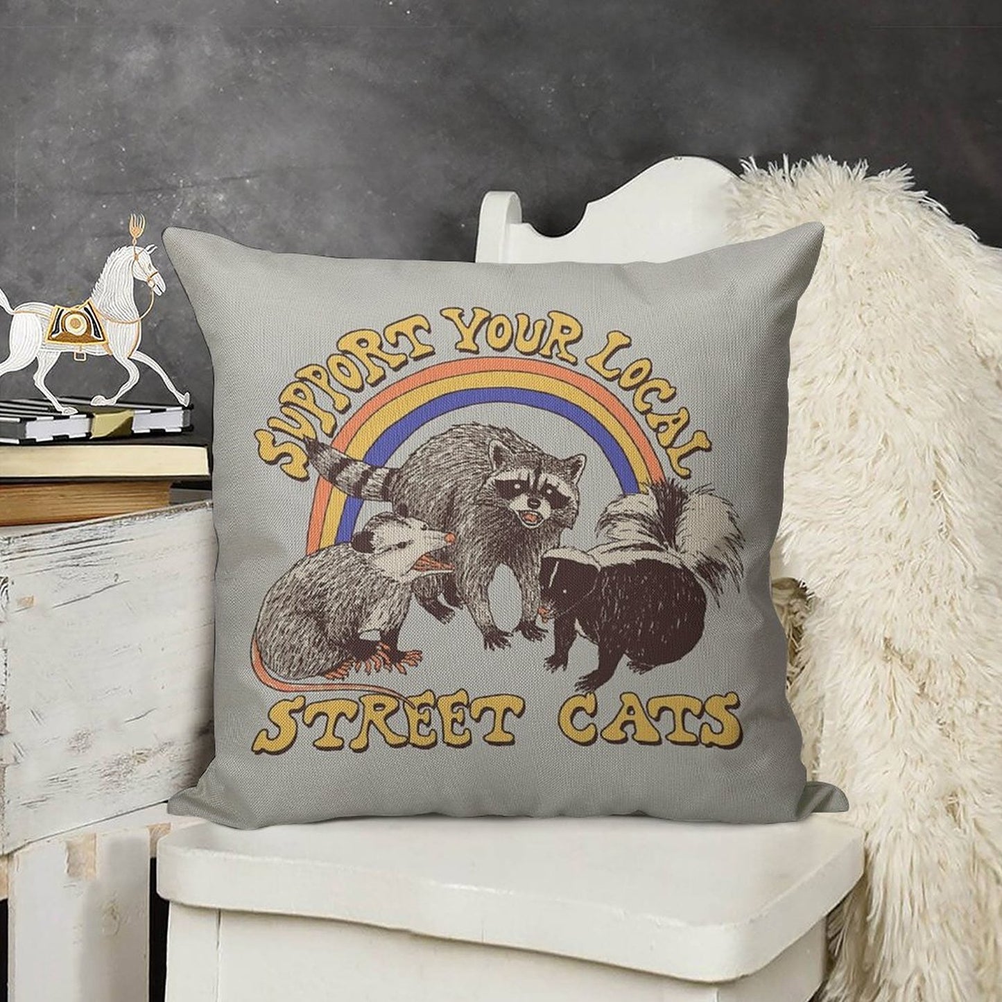 Street Cats Linen Throw Pillow Cover