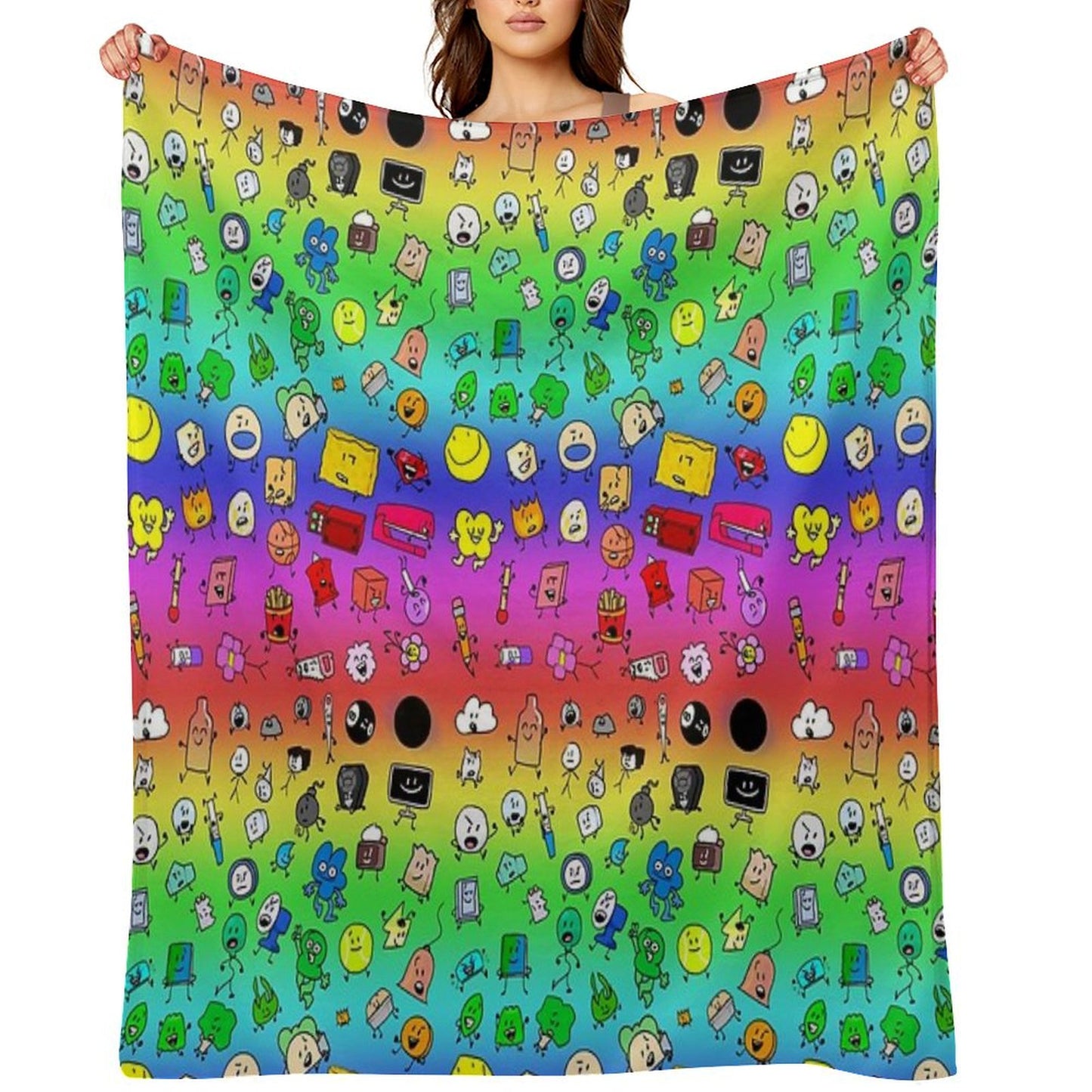 BFDI All Characters (Rainbow) Throw Blanket