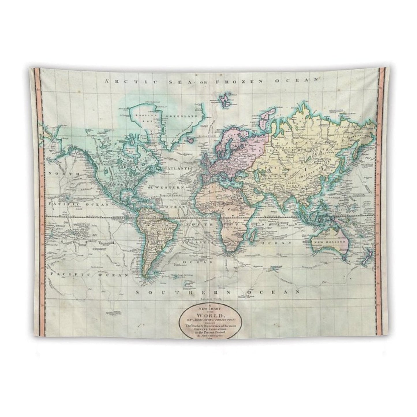 Vintage Map of The World Tapestry
