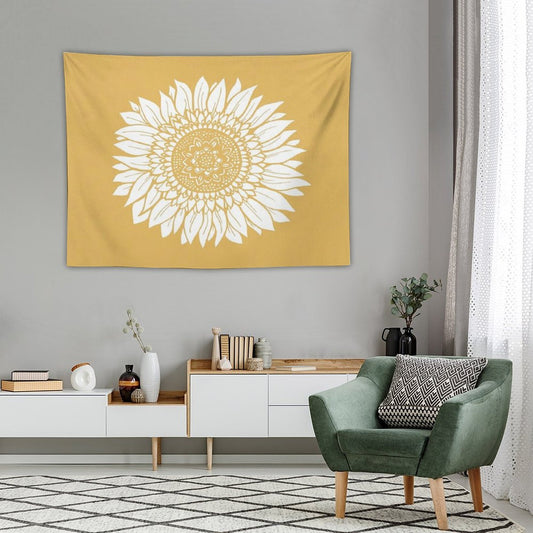 Yellow Flower Drawing Tapestry Tapestry