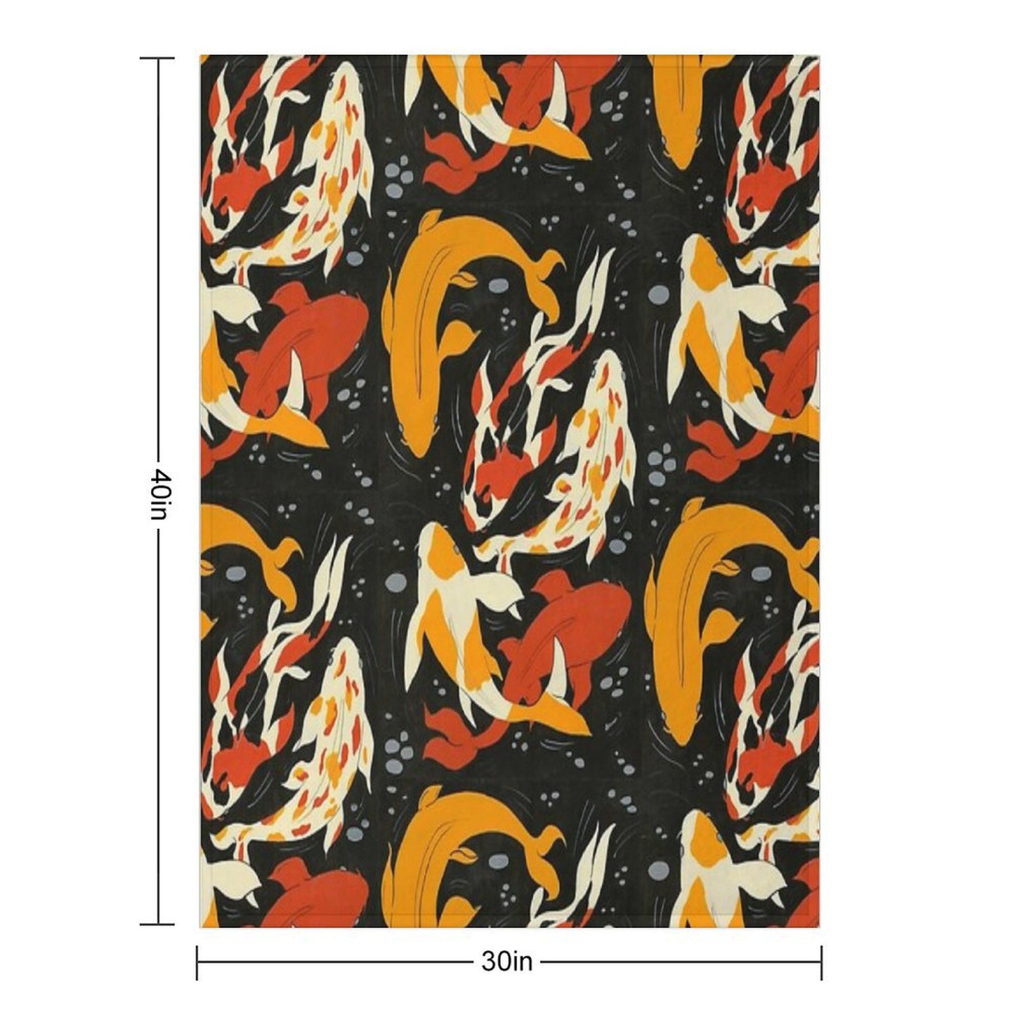 Koi in Black Water Throw Blanket