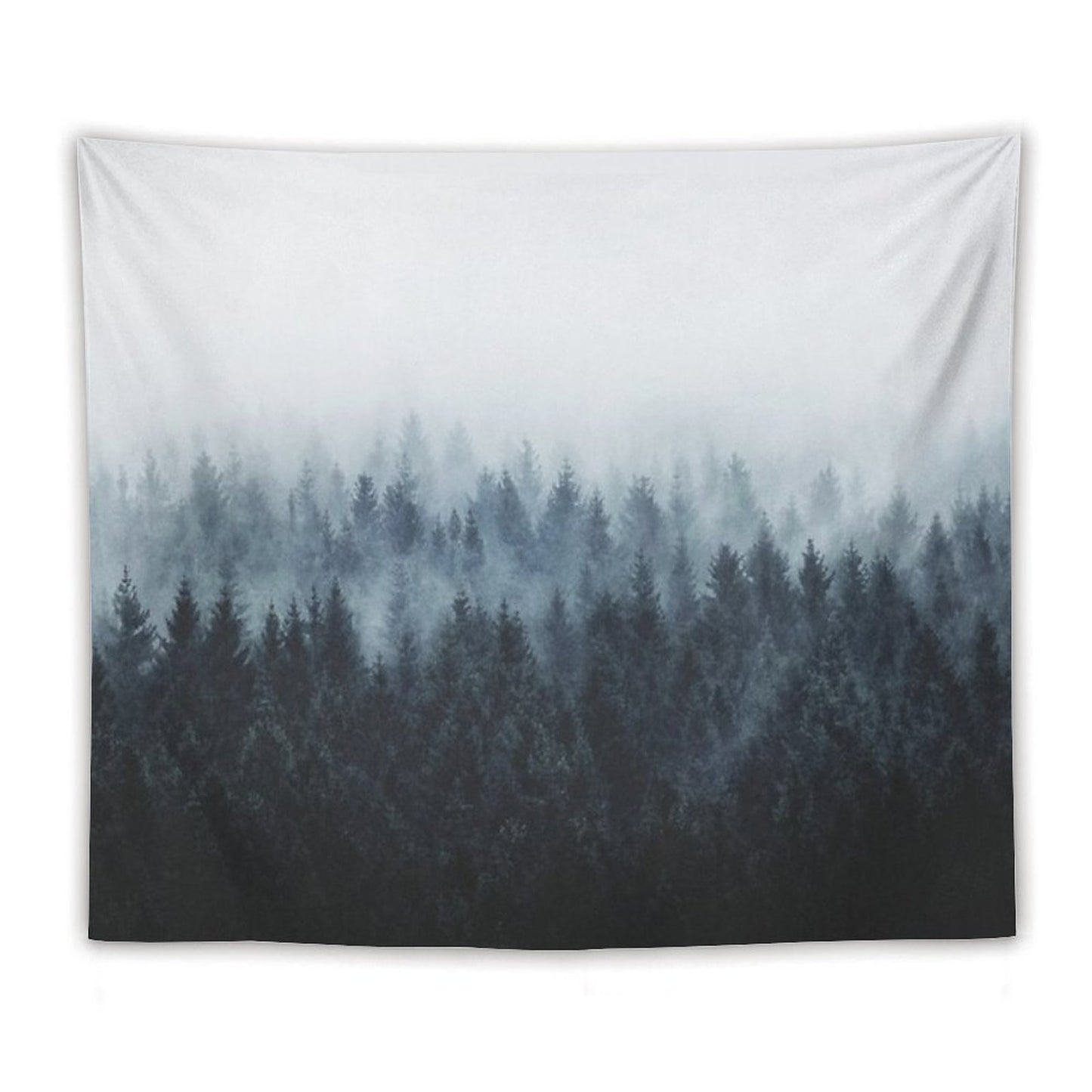 High And Low Dark Romantasy Moody Wilderness Dream Forest With Cascadia Trees Covered In Fog Tapestry