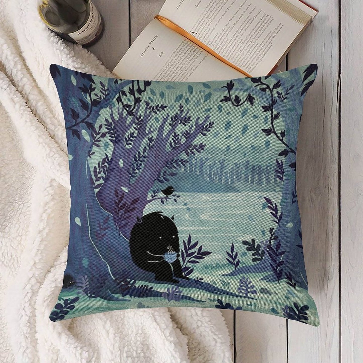 A Quiet Spot of Tea Linen Throw Pillow Cover