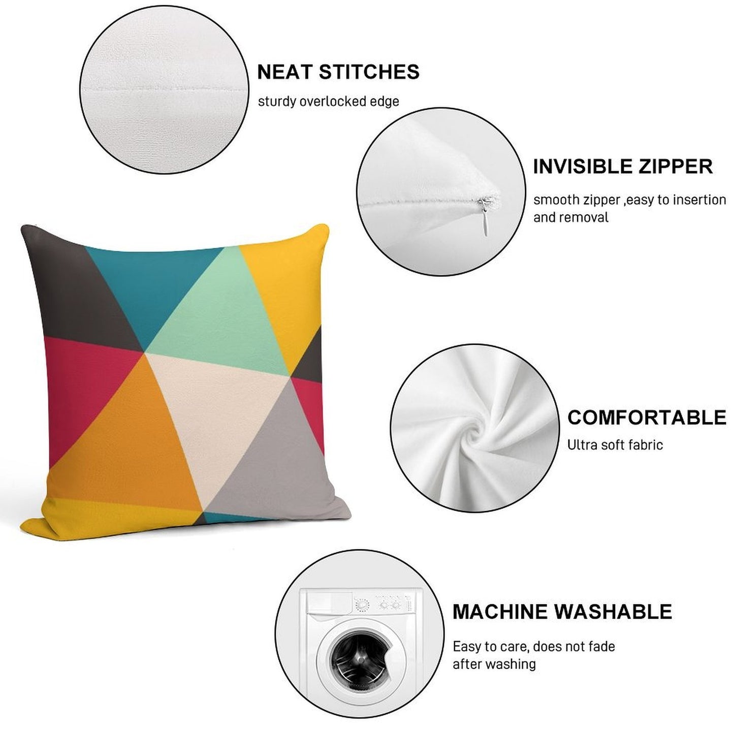 Colourful Geometric Triangles Soft Warmth Comfort Throw Pillow