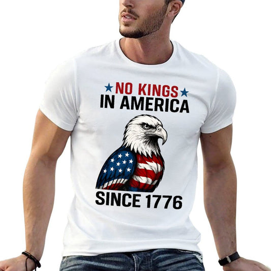 No Kings in America Since 1776 Distressed USA Vintage Premium Fade-proof Color T-Shirt