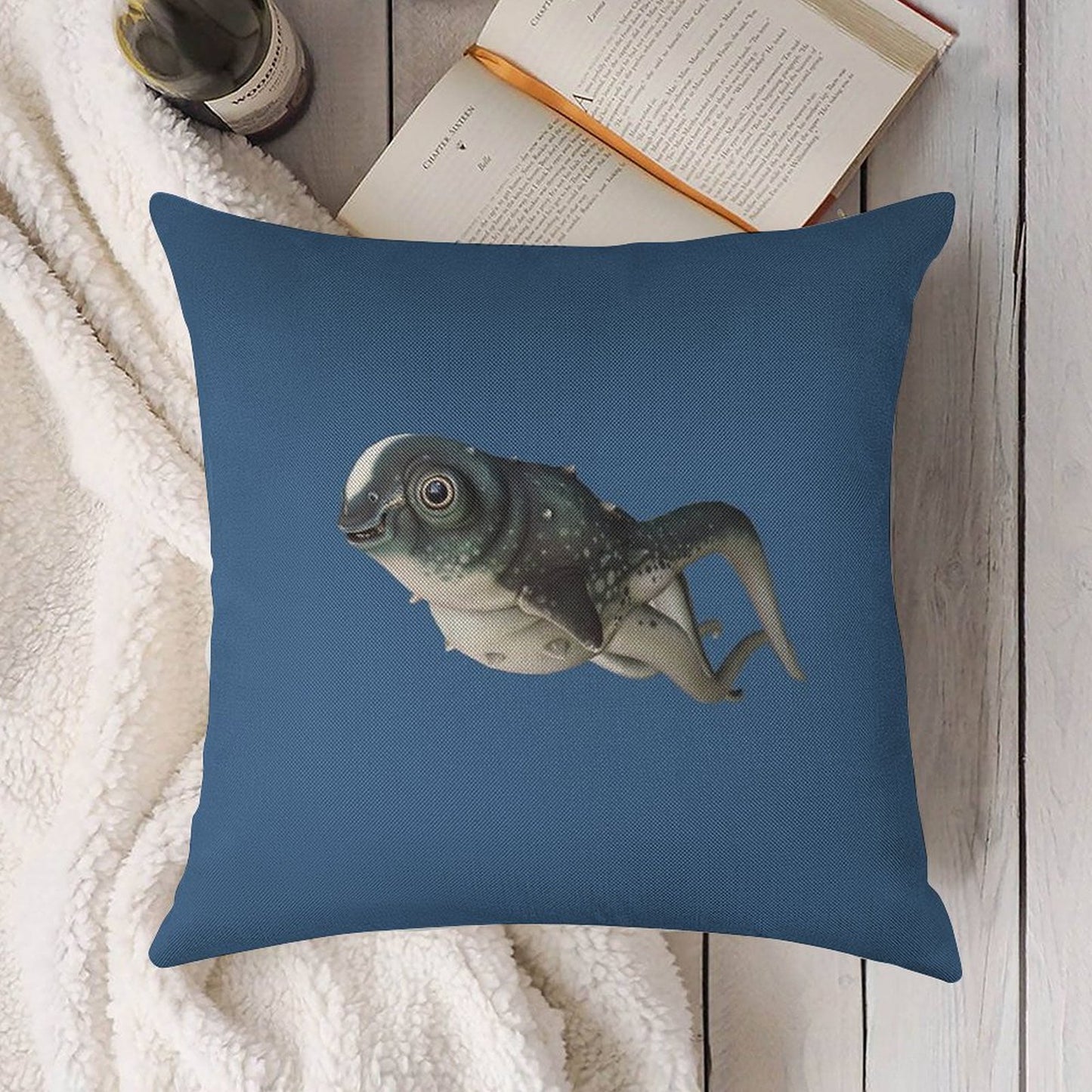 CuteFish Linen Throw Pillow Cover