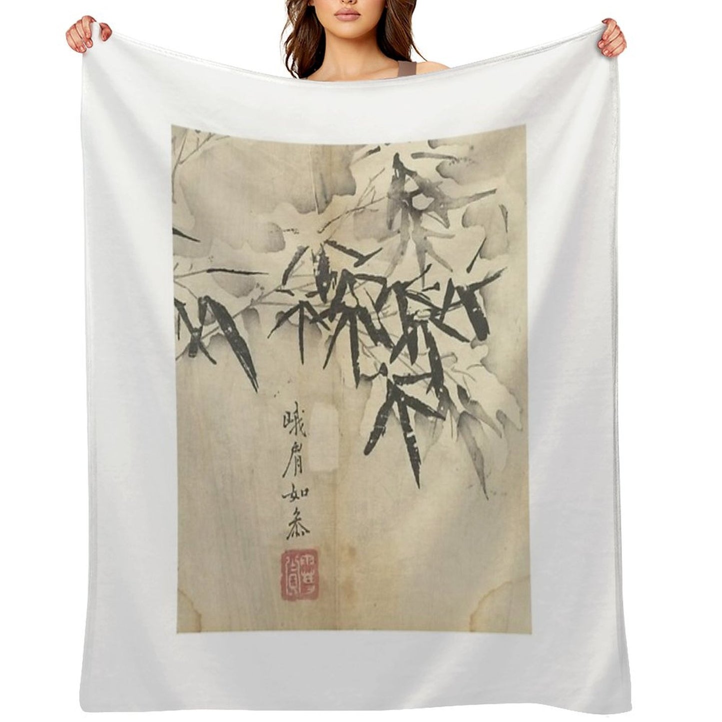 Bamboo in Snow Throw Blanket