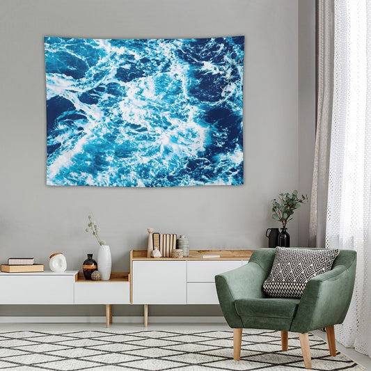 Turquoise Ocean Wave - Electric Marbled Seas Tapestry