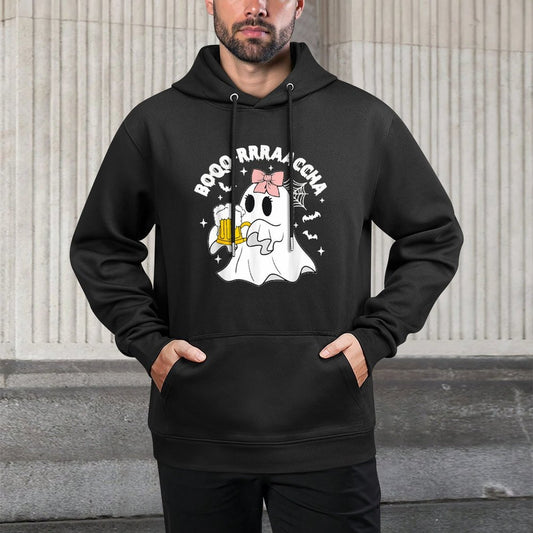 Boo-racha Funny Halloween Ghost Beer Design Borracha Funny Versatile Streetwear Hoodie