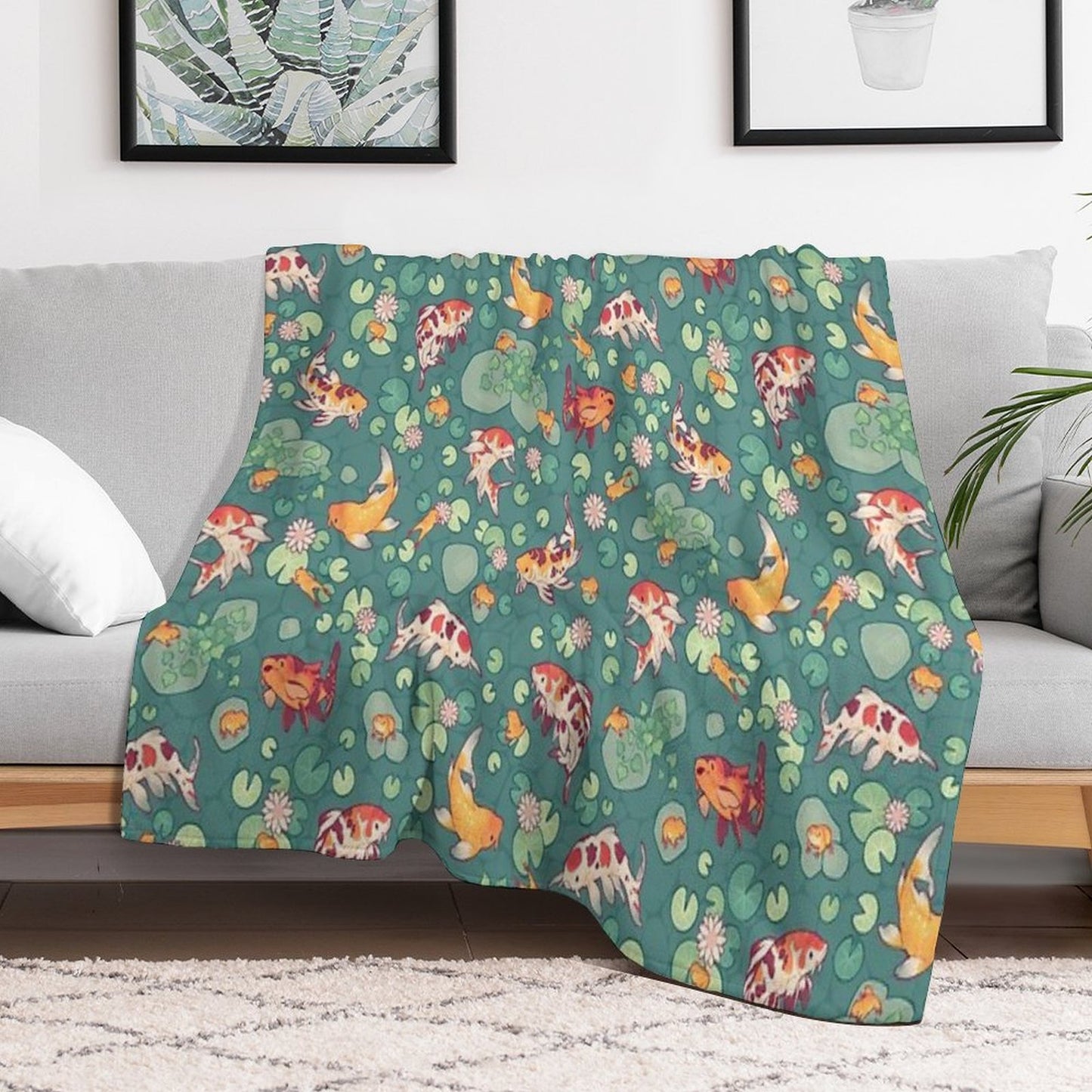 Koi Pond Throw Blanket
