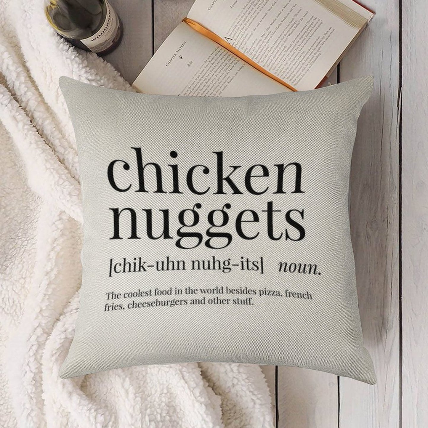 Chicken Nuggets Definition Linen Throw Pillow Cover