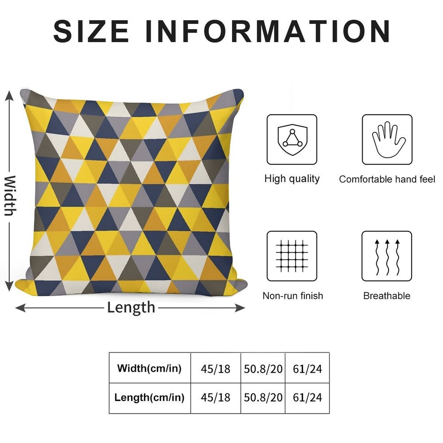 Grey, Blue And Mustard Yellow Geometric Soft Short Plush Fabric Throw Pillow