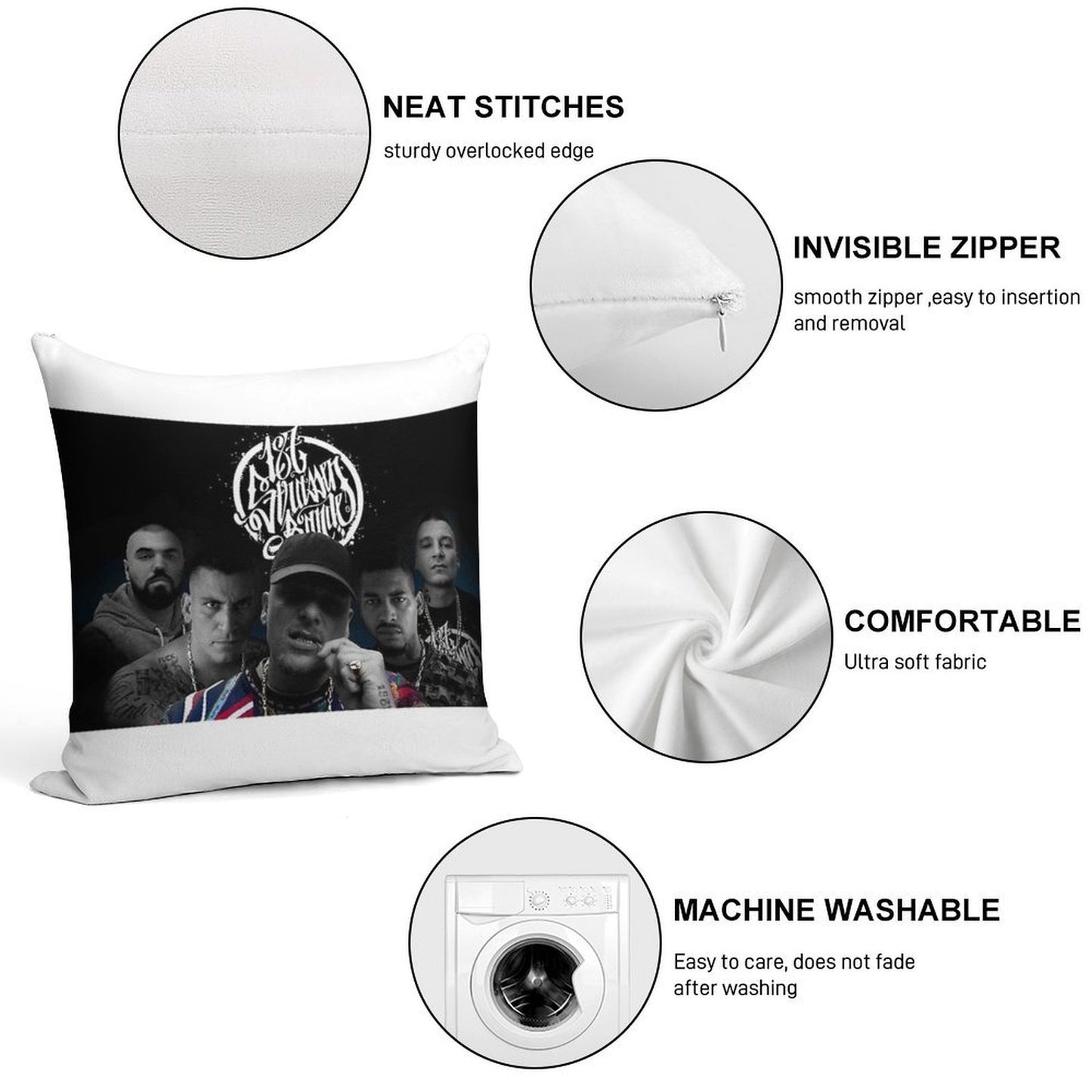 187-Strassenbande Soft Short Plush Fabric Throw Pillow