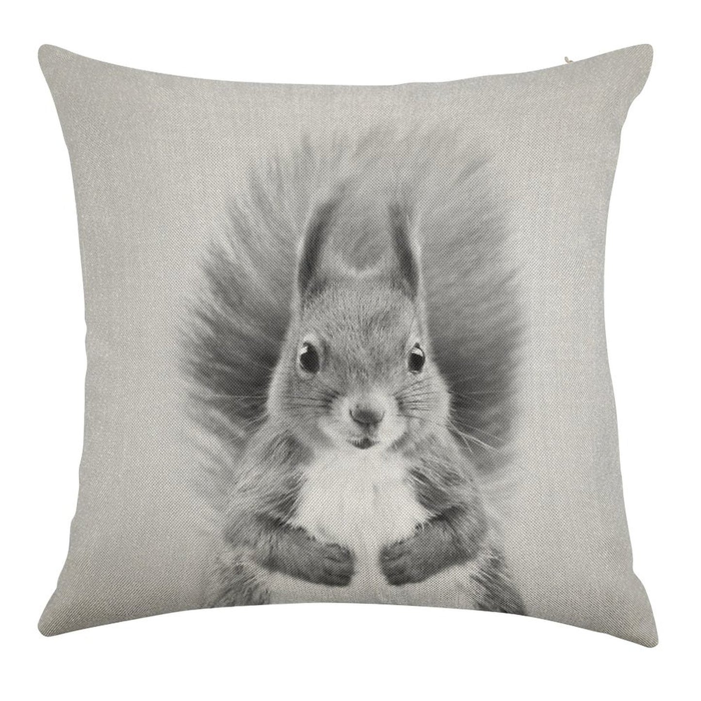 Squirrel 2 - Black & White Linen Throw Pillow Cover