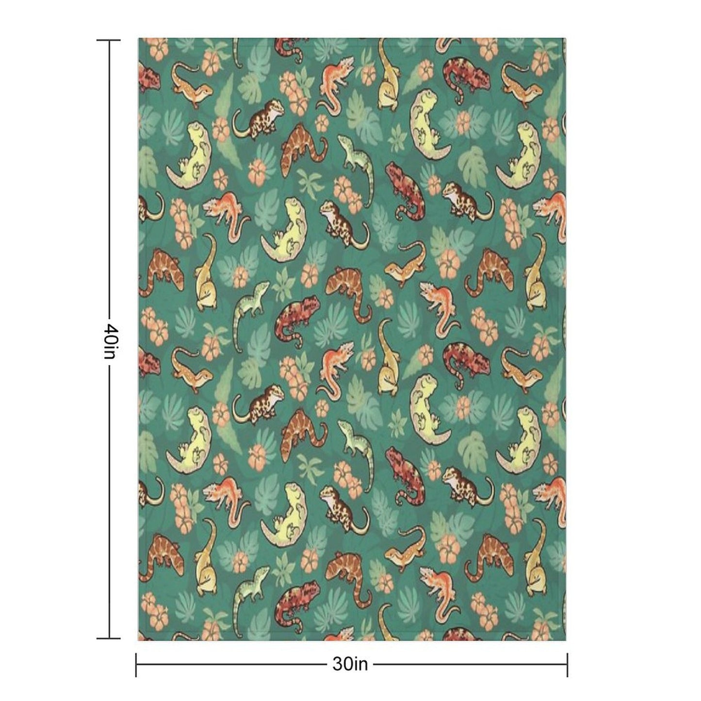 Gecko Family in Green Throw Blanket
