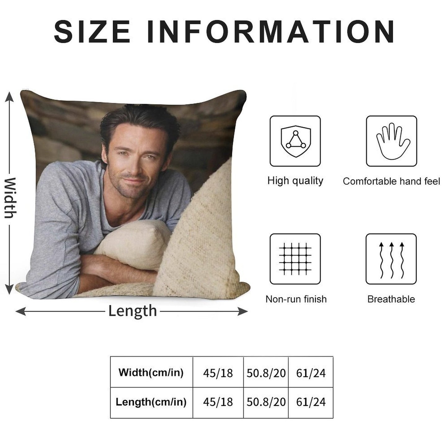 Hugh Jackman Soft Reinforced Edging Throw Pillow