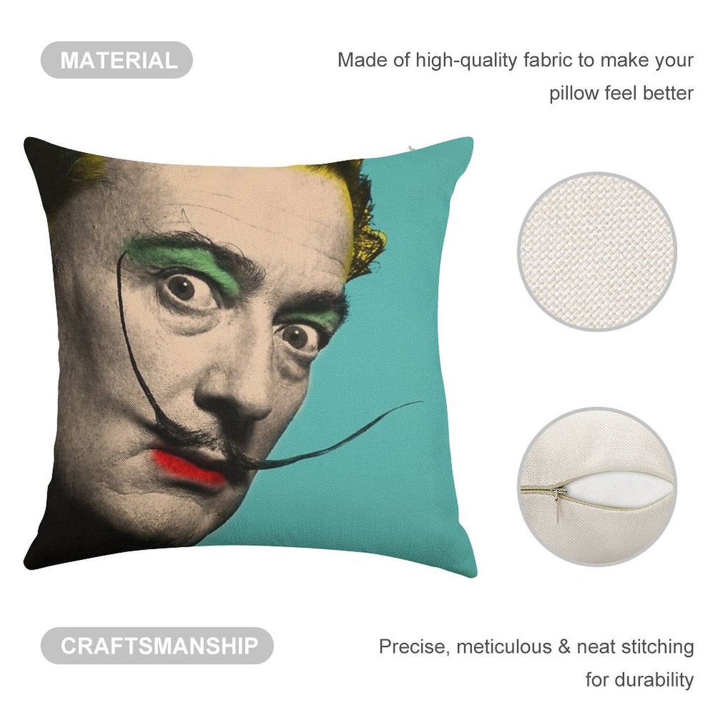 Salvador Dali Linen Throw Pillow Cover